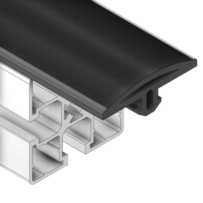 61-080-0 MODULAR SOLUTIONS PVC COVER PROFILE ROUNDED RUBBER W/RIDGES, CUT TO ANY LENGTH PRICE / METER SHOWN